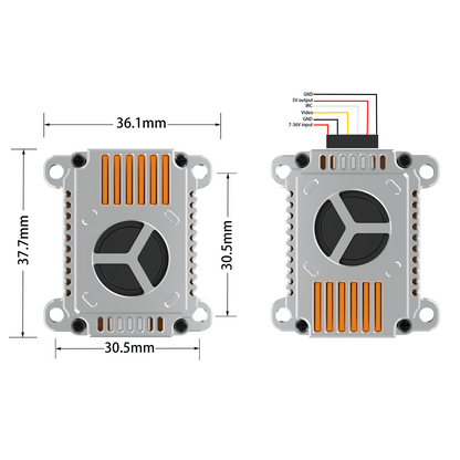 2000mW VTX 1.2G/1.3G Long Range FPV VTX(1G2,9CH,25/2000mW, 2-8S,OSD,Betaflight,Smart Audio, MMCX) - jaribel